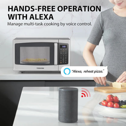 TOSHIBA 4-in-1 ML-EC42P(SS) Countertop Microwave Oven, Smart Sensor, Convection, Air Fryer Combo, Mute Function, Position Memory 13.6" Turntable, 1.5 Cu Ft, 1000W, Silver