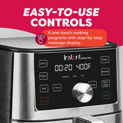 INSTANT POT 6QT Vortex Plus Air Fryer - 6-in-1 Stainless Steel