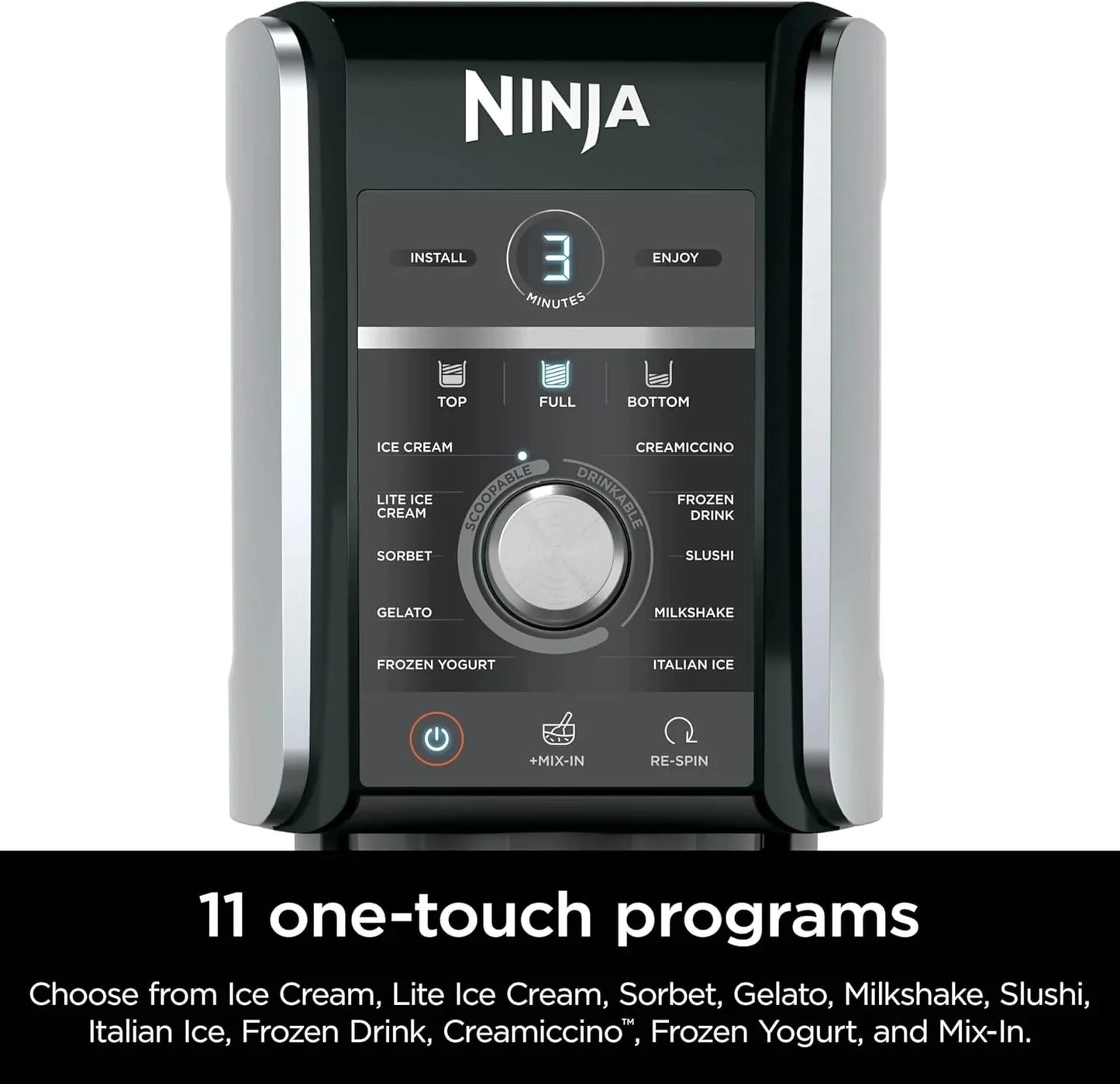Ninja NC301 CREAMi Ice Cream Maker, for Gelato, Mix-ins, Milkshakes, Sorbet, Smoothie Bowls & More, 7 One-Touch Programs, with (2) Pint Containers & Lids, Compact Size, Perfect for Kids, Silver