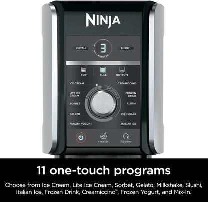 Ninja NC301 CREAMi Ice Cream Maker, for Gelato, Mix-ins, Milkshakes, Sorbet, Smoothie Bowls & More, 7 One-Touch Programs, with (2) Pint Containers & Lids, Compact Size, Perfect for Kids, Silver