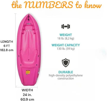 The Wave 6' Youth Kayak with Paddle. Designed for Stability and Safety, It's The Perfect Choice for Young Paddlers Ready to Conquer The Water