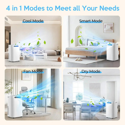 Portable Air Conditioners 14000Btu with Remote Control, 3-in-1 Free Stand Smart Cooling AC Unit with Dehumidifier, Fan, Cools Room up to 700 sq.ft, Auto Swing,24H Timer, Windows Kit Included