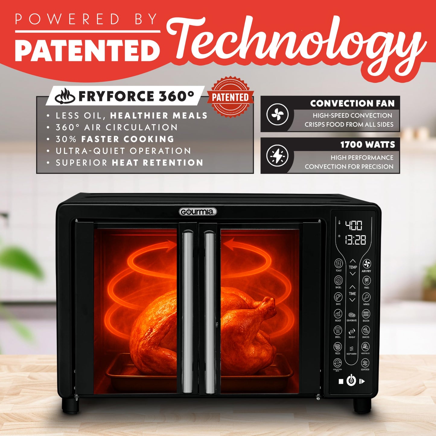 GOURMIA French Door Air Fryer - 25 Qt Convection Oven