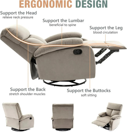 Small Swivel Rocker Recliner Chair for Compact Spaces