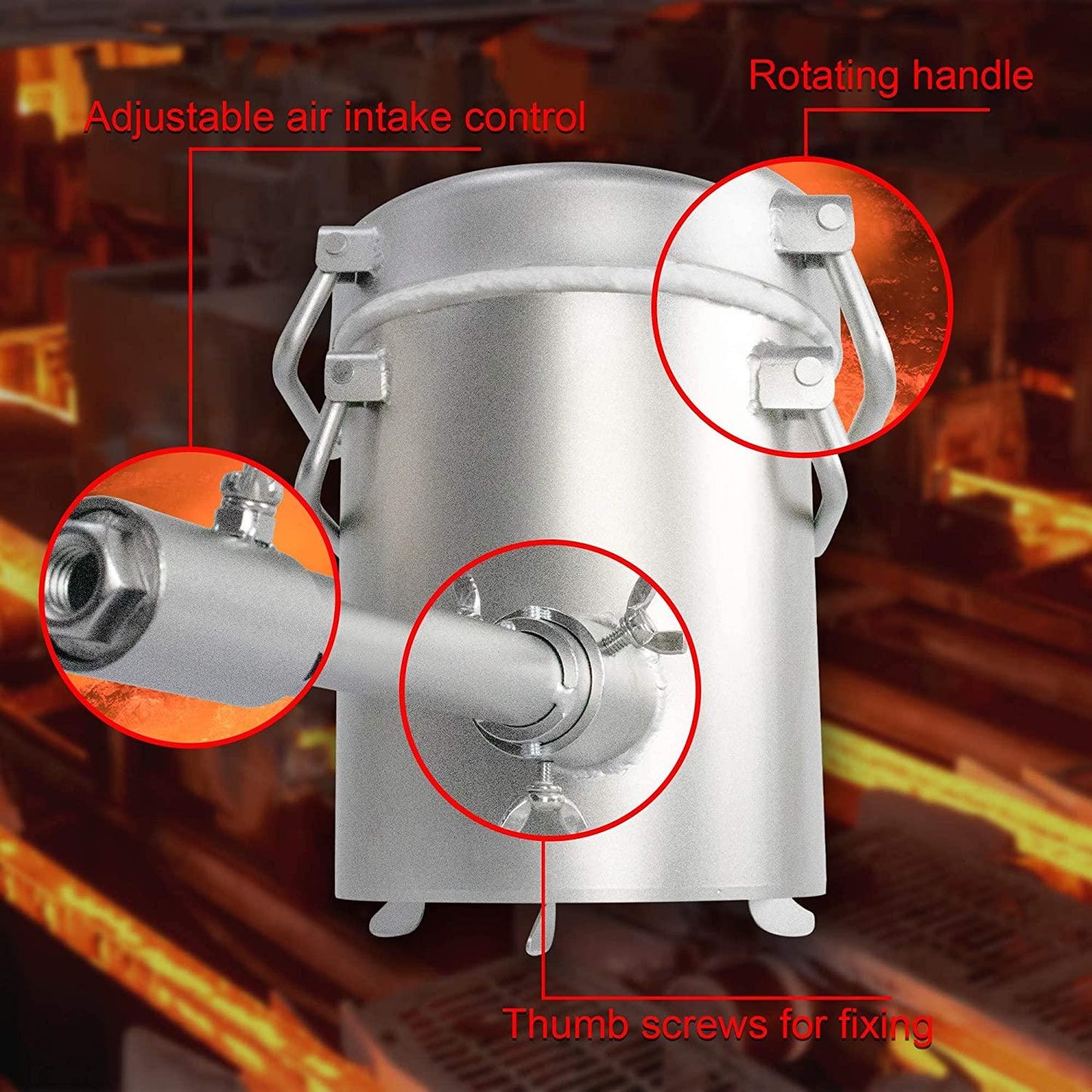 Propane Melting Furnace Kits, 6kg(13LB) Graphite Crucible, Up to 2372 F, Made of Steel Barrel, Smelt Metal,with Goggles and High Temperature Gloves