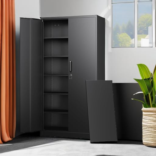 LETAYA Metal Storage Cabinets with Locking Doors - 5 Shelves