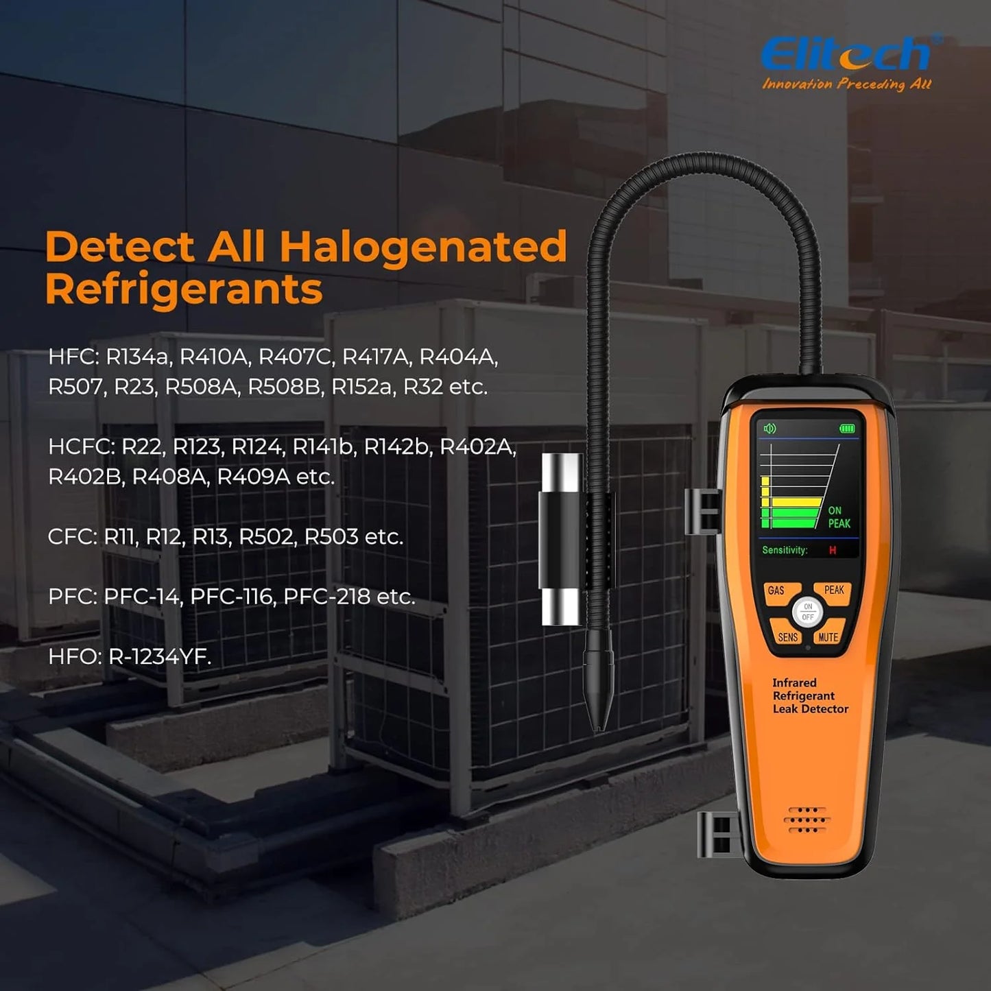 Refrigerant Leak Detector 10 Yrs Infrared Sensor Life Halogen Freon Sniffer, Air Conditioning Detection, Automotive Gas Finder, R22 R410A R134A R1234YF CFCs HCFCs HFCs, ILD-300