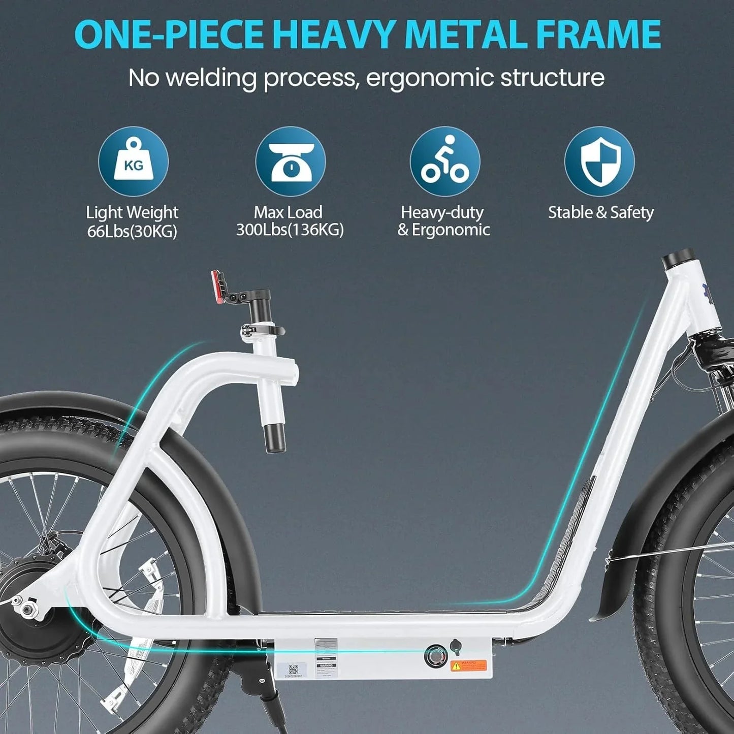 Caroma Peak 800W Foldable Adult Electric Scooter with 20-inch Wide Tires, 48V Battery, Basket, and Adjustable Seat