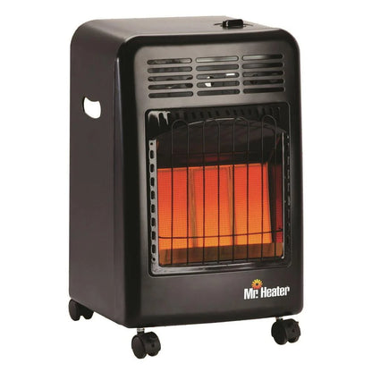 Portable Propane Radiant Heater by Brand Name, 18,000 BTU, Outdoor Use, Includes Regulator & Hose, Safety Features, Mobile Cabinet Design