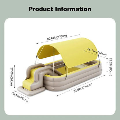 Ergocar Inflatable Swimming Pool with Water Slide, Inflatable Slide Water Pool with Awning, Inflatable Mega Bouncy Castle Water Park, Swim Centre Pools for Backyard, Garden, Summer Water Party