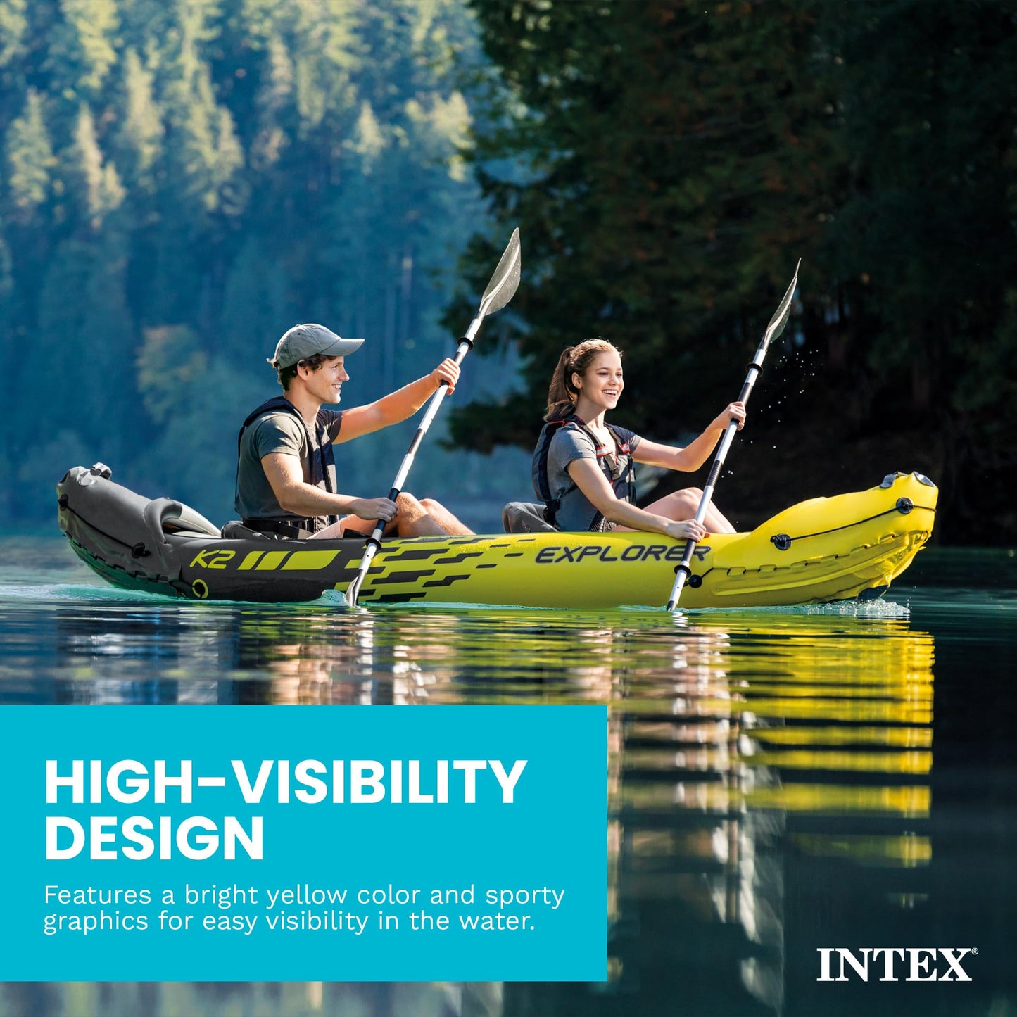 INTEX Explorer K2 Inflatable Kayak Set for 2 People