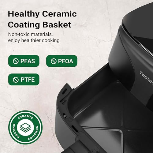 Tastee Ceramic Air Fryer, 8 in 1 Compact 5.5QT AirFryers, 450°F Digital Airfryer Dehydrator with Smart Probe, 24 Presets One touch Cooking, In app Recipes with Window, Dishwasher safe & Non stick : Home & Kitchen