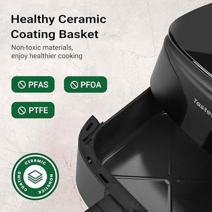 Tastee Ceramic Air Fryer, 8 in 1 Compact 5.5QT AirFryers, 450°F Digital Airfryer Dehydrator with Smart Probe, 24 Presets One touch Cooking, In app Recipes with Window, Dishwasher safe & Non stick : Home & Kitchen