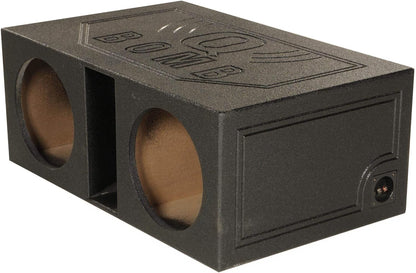 QPower QBOMB12VL Dual 12′′ Vented Subwoofer Box – Durable MDF, Black Rhino Liner Finish