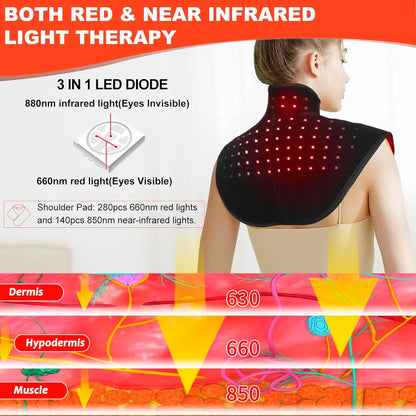 Red Light Therapy for Neck and Shoulder Pain Relief 850nm Near Infrared Therapy Set Wearable Wrap Devices for Upper Back Neck Shoulders Body Muscle Relax Home Use Treatment Pad FDA Cleared
