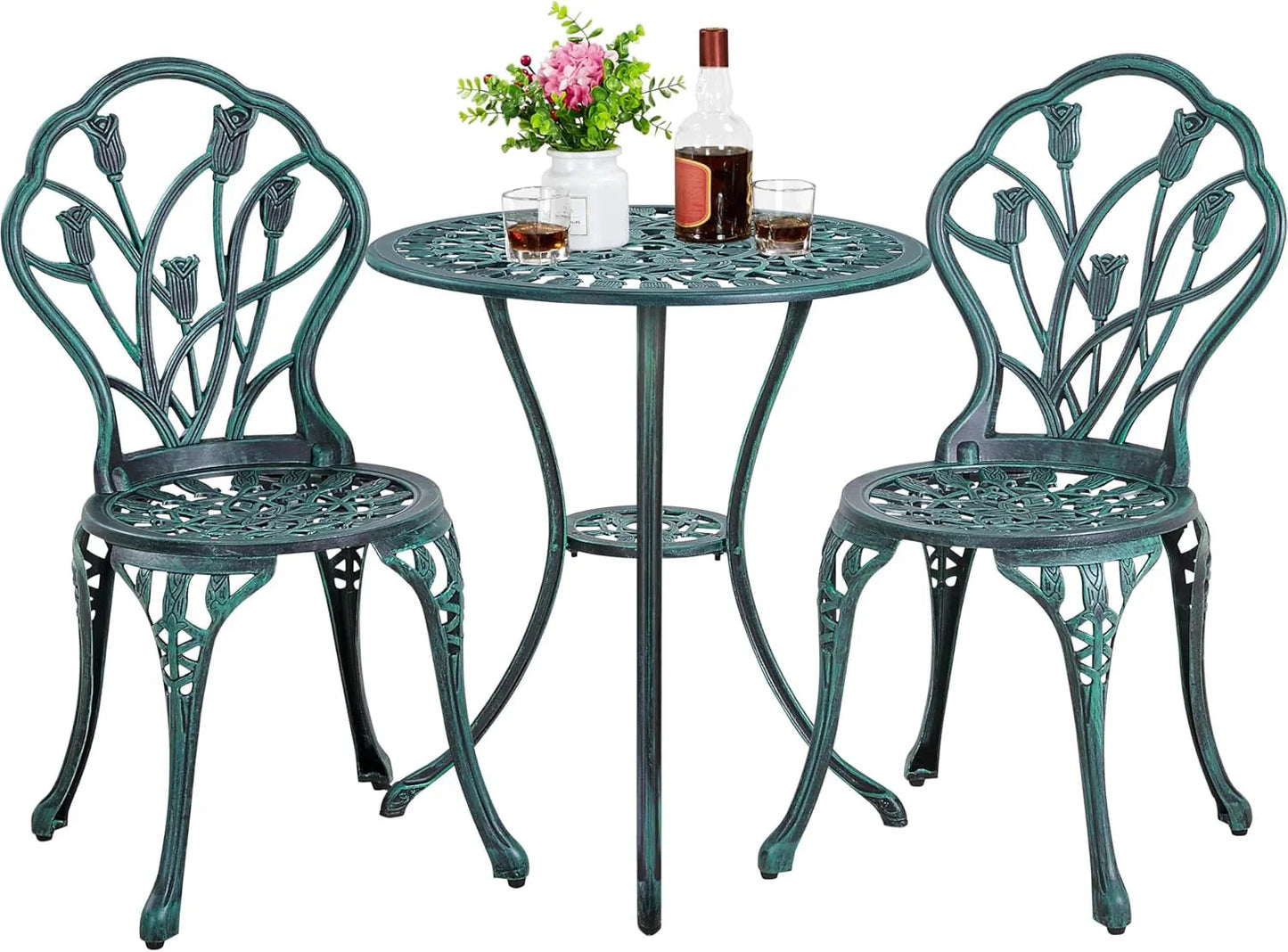 Patio Bistro Sets 3 Piece Cast Aluminum Bistro Table