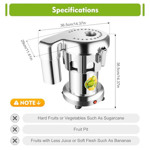 Commercial Juice Extractor, 370W 110V Electric Stainless Steel Juicer for Fruit Vegetable Heavy Duty Centrifugal Juicer Machine Juice & Residue Separated Low Noise: Home & Kitchen