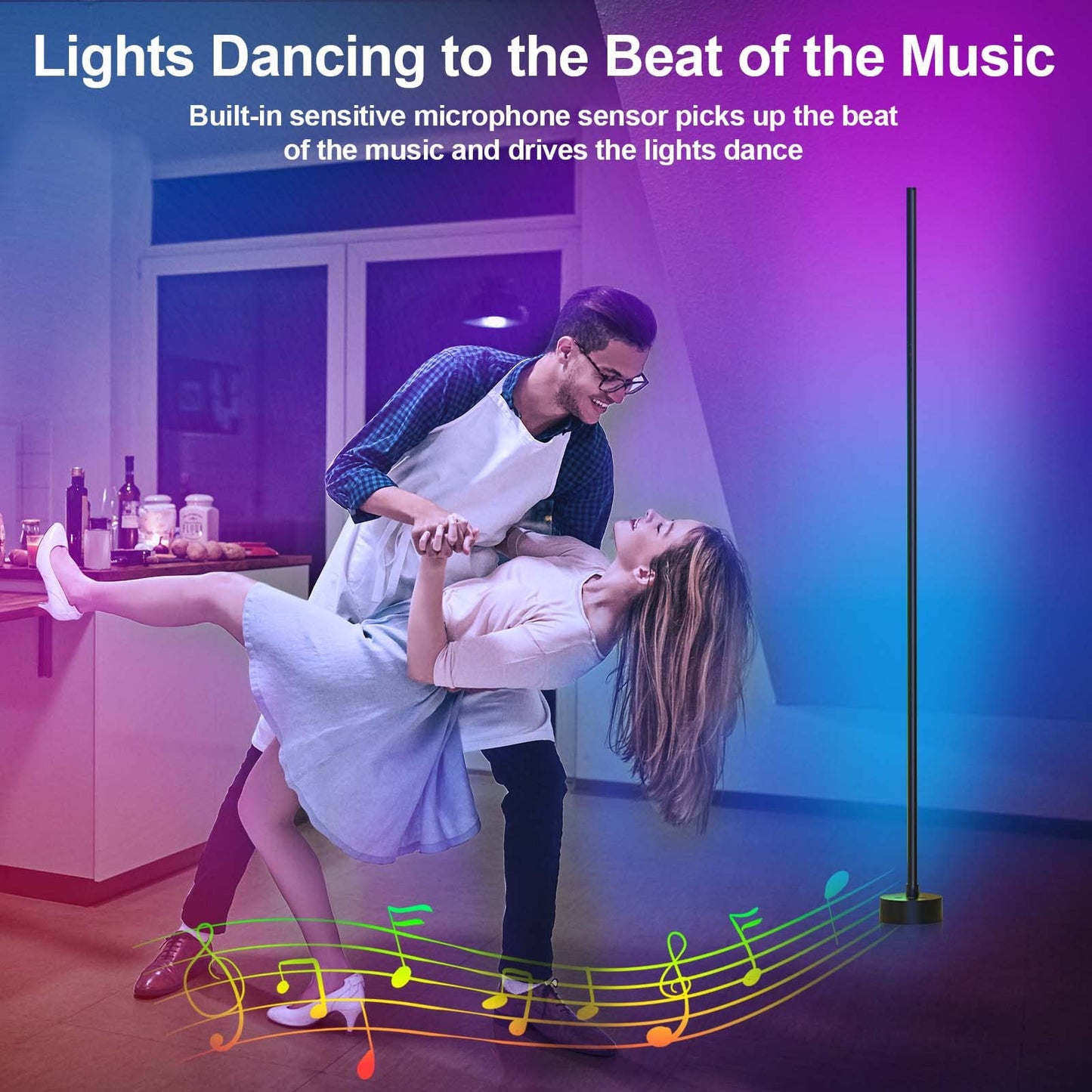 MIORTIOR LED Corner Floor Lamp – 2 Pack Smart RGB Lighting