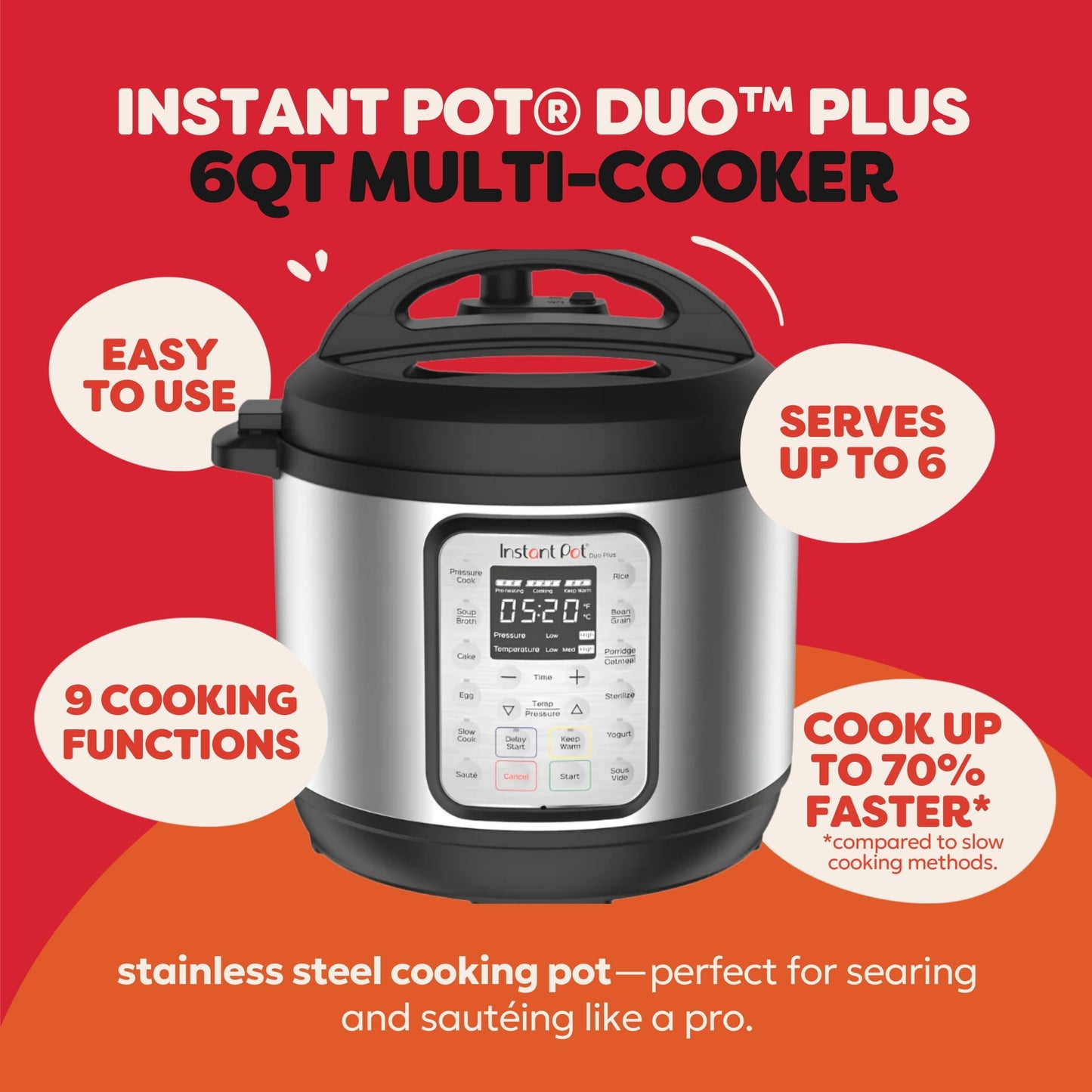 INSTANT POT Duo Plus 9-in-1 Multicooker with App & Recipes