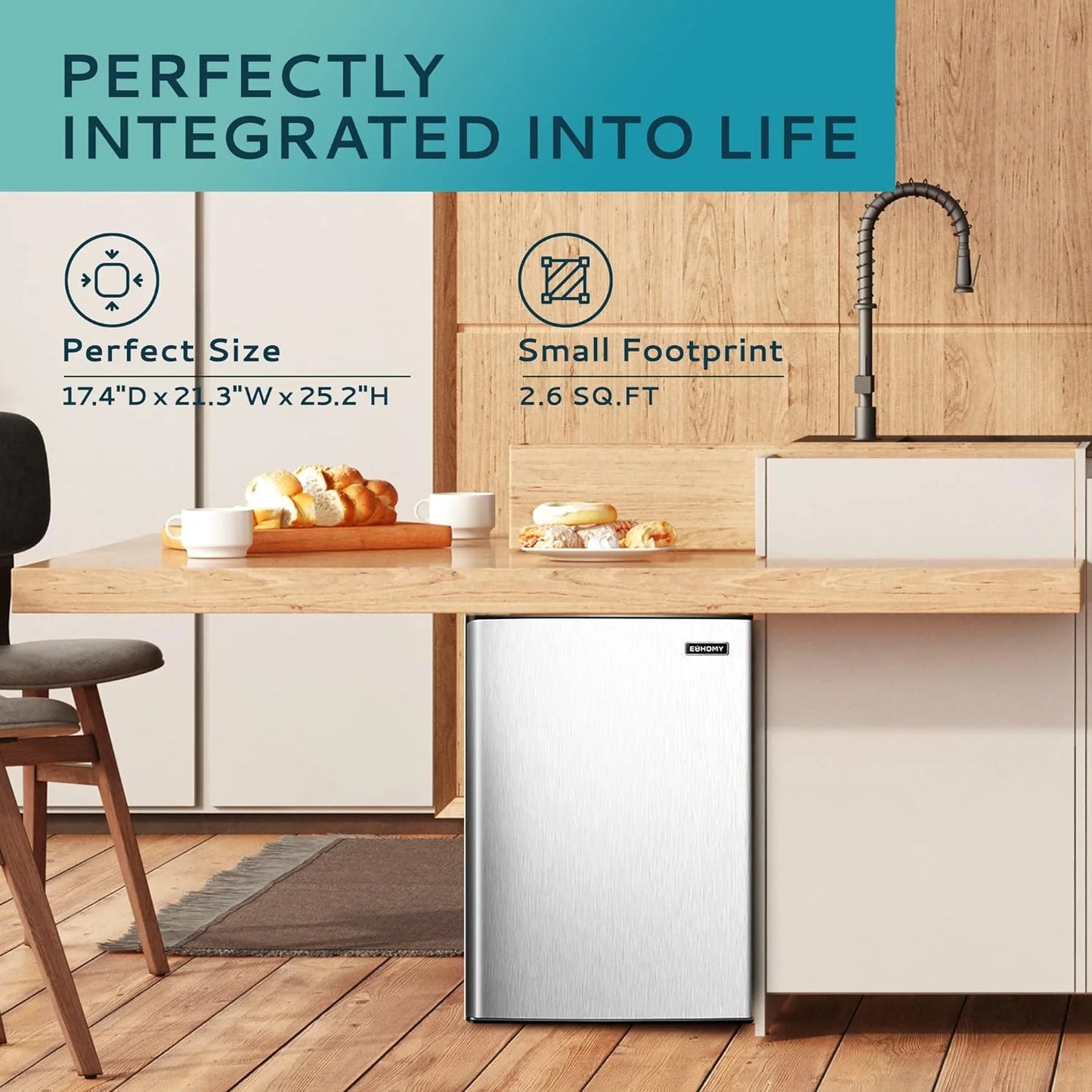 Upright freezer, 3.0 Cubic Feet, Single Door Compact Mini Freezer with Reversible Stainless Steel Door, Small freezer for Home/Dorms/Apartment/Office (Silver)