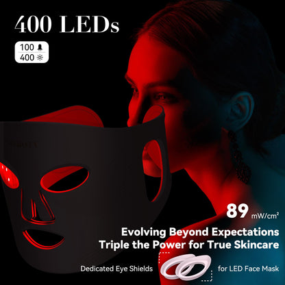 NVBOTY Red Light Therapy Mask – 4 Modes, 400 LEDs, Rechargeable