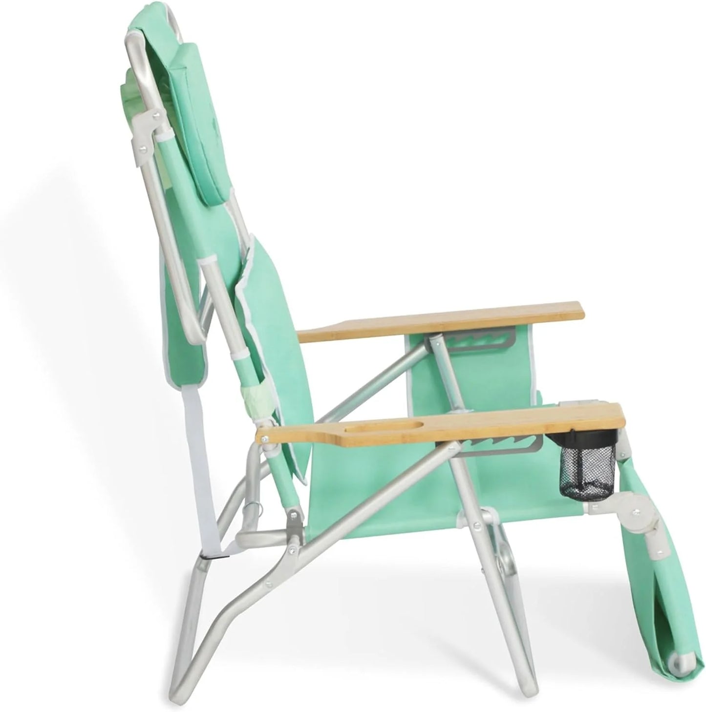 Deluxe 3 in 1 Beach Chair with Face Opening - Portable, Reclining Lounger for Tanning - Face Hole for Reading on Stomach - Padded Footrest, Removable Pillow - Aluminum