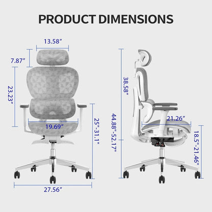 Ergo3D Ergonomic Office Chair High Back Mesh Desk Chair with 3D Adjustable Armrests, Wheels, for Home and Office (Black)