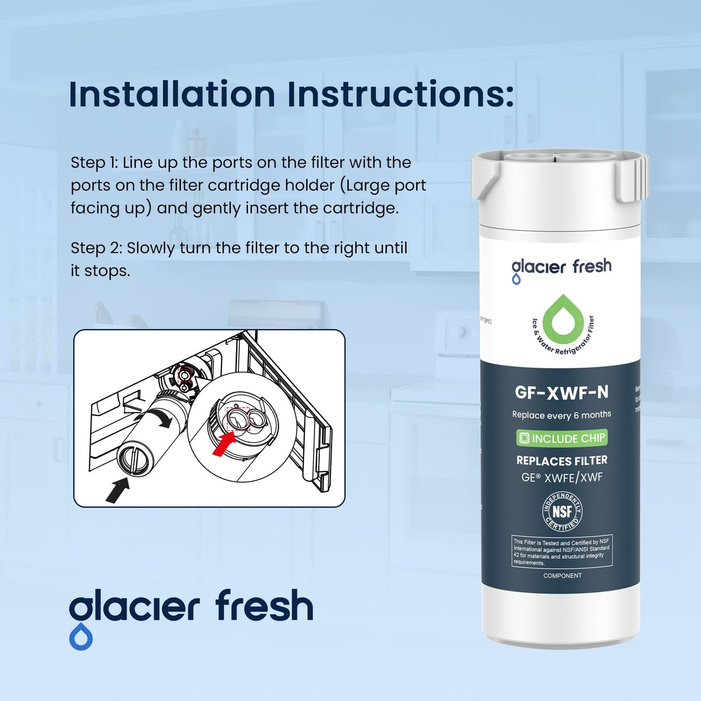 GLACIER FRESH Water Filter Compatible with GE XWFE - Pack of 3