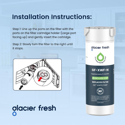 GLACIER FRESH Water Filter Compatible with GE XWFE - Pack of 3