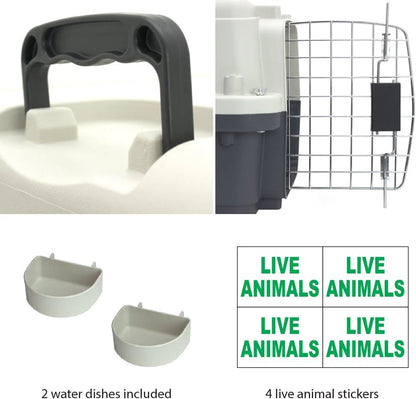 Designs Plastic Kennels Rolling Plastic Airline Approved Wire Door Travel Dog Crate, XXX-Large, Gray