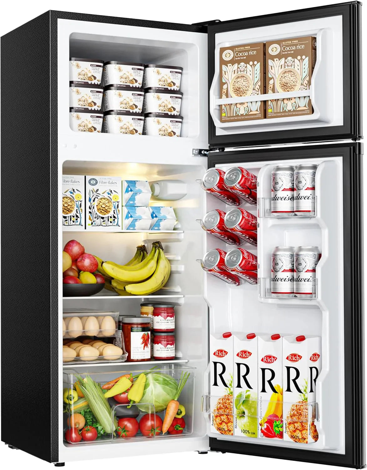 EUHOMY 3.2 Cu.Ft Mini Fridge with Freezer 2-Door Compact Refrigerator for Bedroom, Dorm, Office or Apartment, Silver