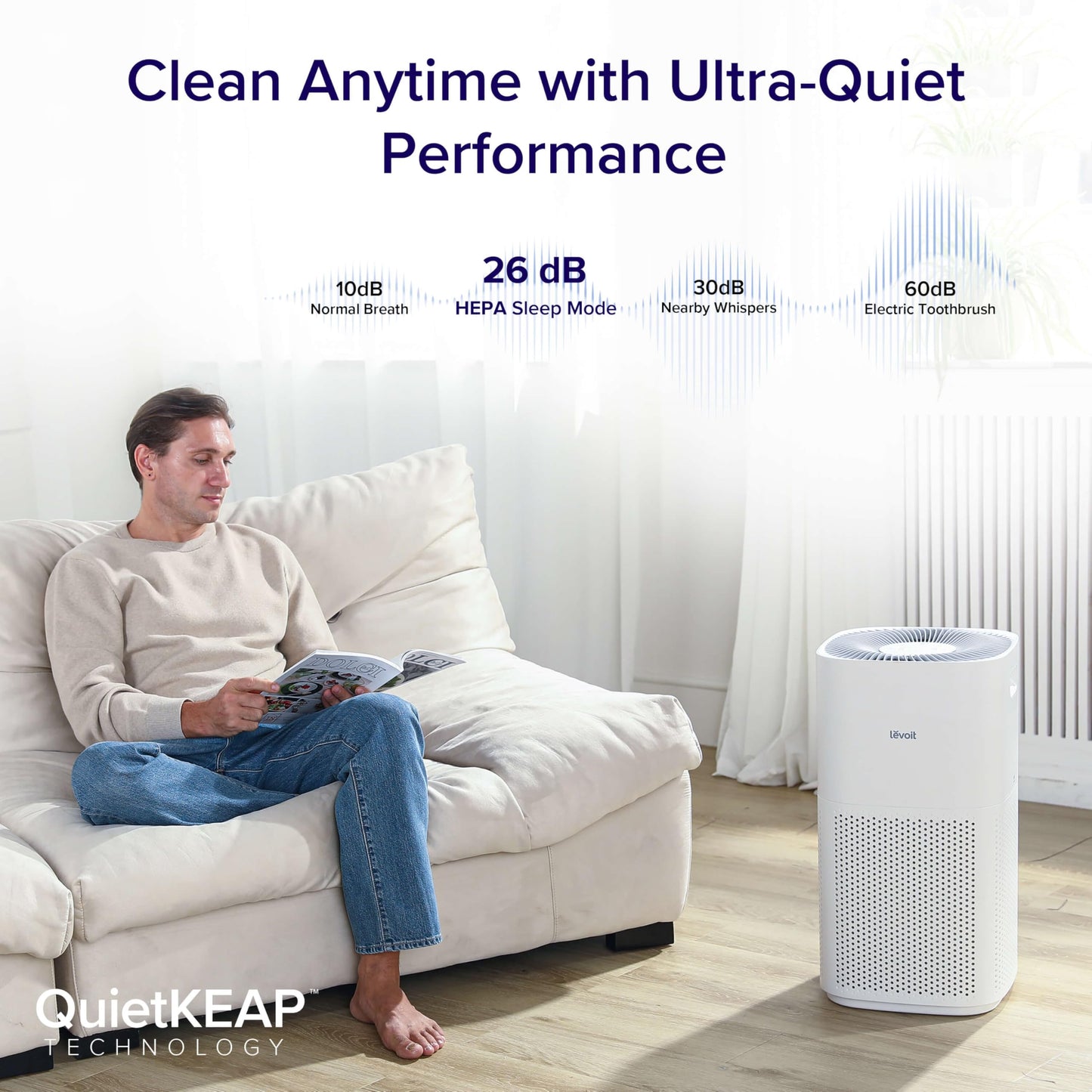 LEVOIT Core 600S-P Air Purifier for Large Rooms, White