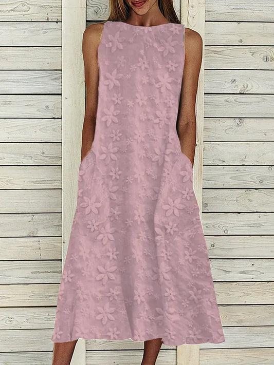 Linen Plain Cotton And Linen Dress