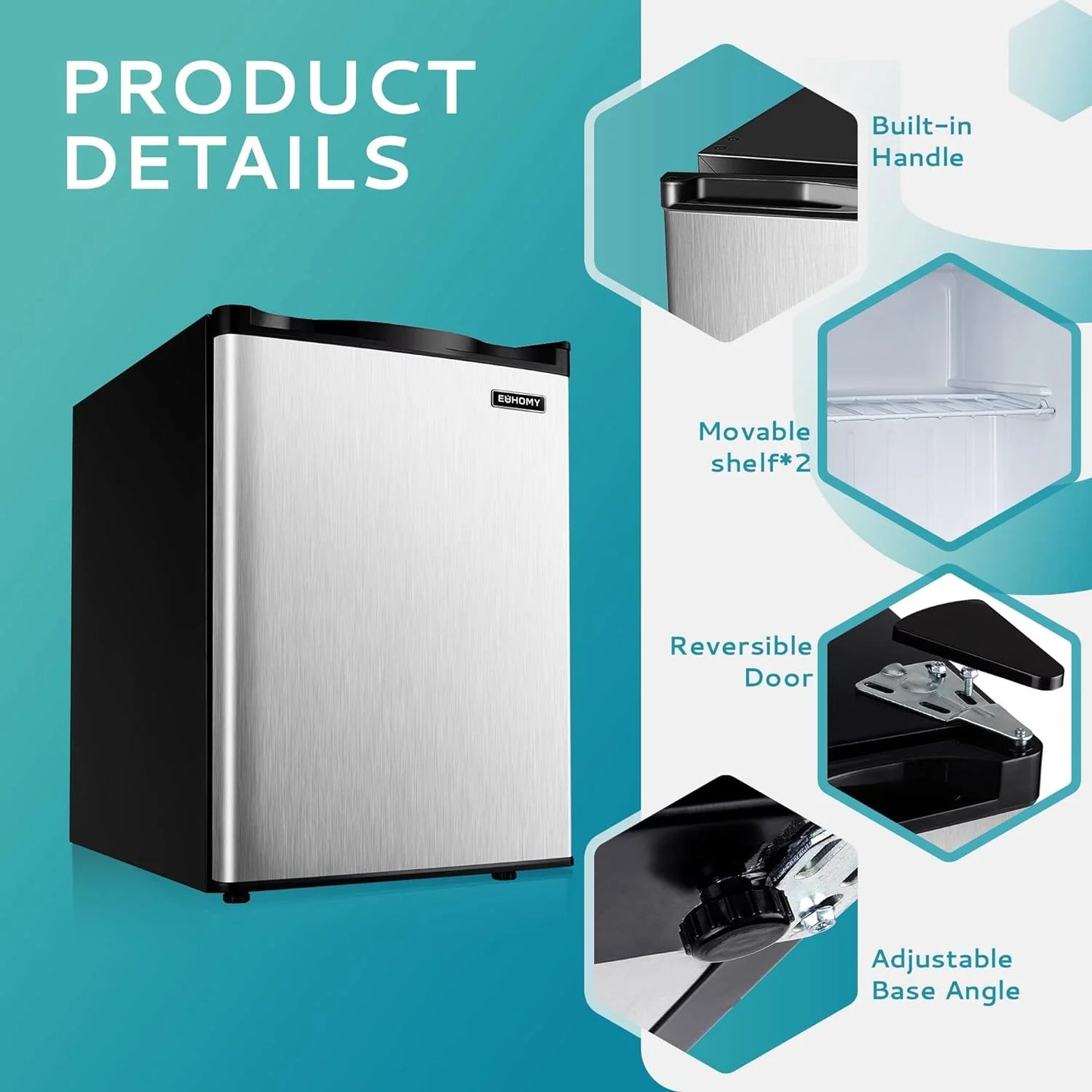 Upright freezer, 3.0 Cubic Feet, Single Door Compact Mini Freezer with Reversible Stainless Steel Door, Small freezer for Home/Dorms/Apartment/Office (Silver)
