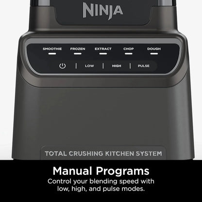 Ninja Blender, Mega Kitchen System, 1500W, 4 Functions for Smoothies, Processing, Dough, Drinks & More, with 72 Blender Pitcher, 64 Processor Bowl, 2 Nutri Cups + Lids, Black, BL770