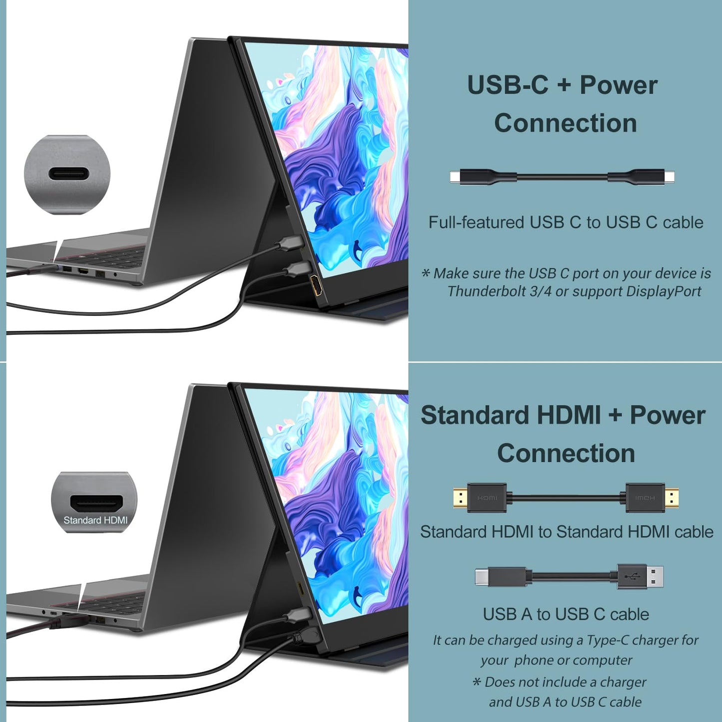 INNOVIEW Portable Monitor 15.6" FHD 1080P HDMI USB-C
