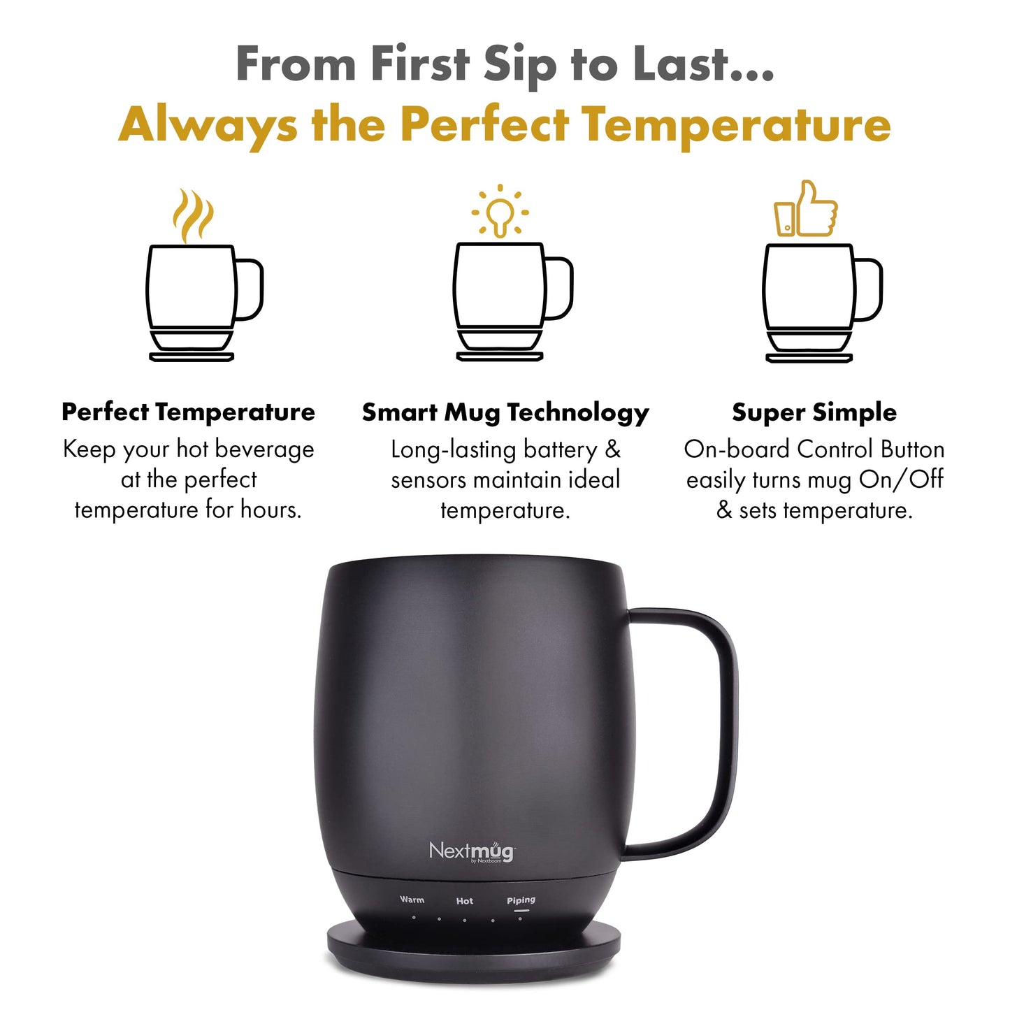 NEXTMUG BY NEXTBOOM Nextmug - Temperature-Controlled Self-Heating Mug