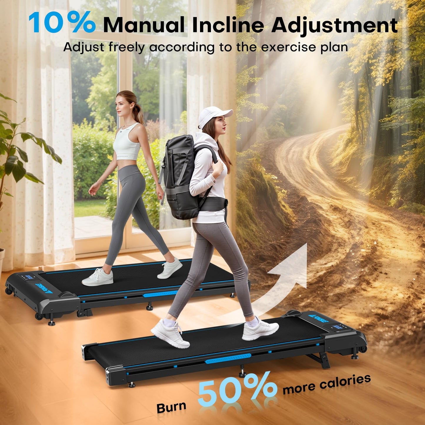 FOUSAE Walking Pad Treadmill for Home, 6.2MPH, 350LBS Capacity