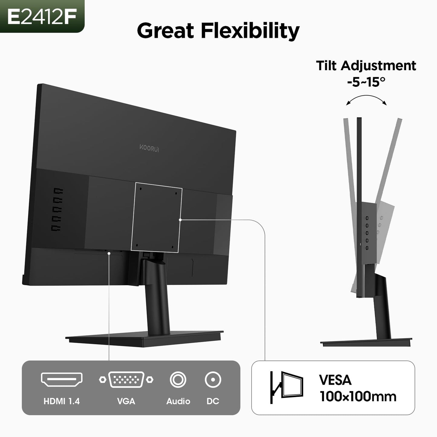 KOORUI E2412F 24" Full HD Computer Monitor 100Hz VA