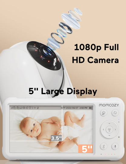 MOMCOZY Video Baby Monitor 1080P HD with Night Vision