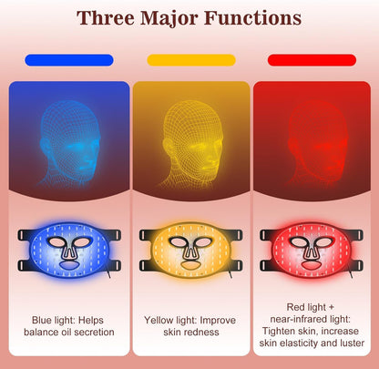 INTEO Red Light Therapy Face Mask - 3 Modes, Portable LED