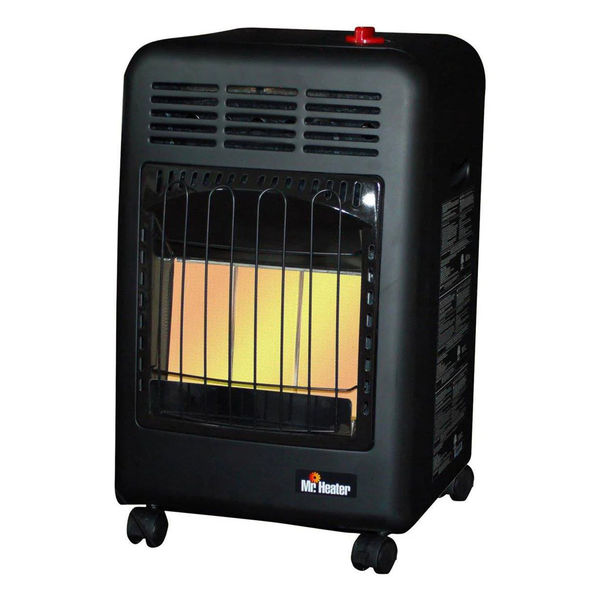 Portable Propane Radiant Heater by Brand Name, 18,000 BTU, Outdoor Use, Includes Regulator & Hose, Safety Features, Mobile Cabinet Design