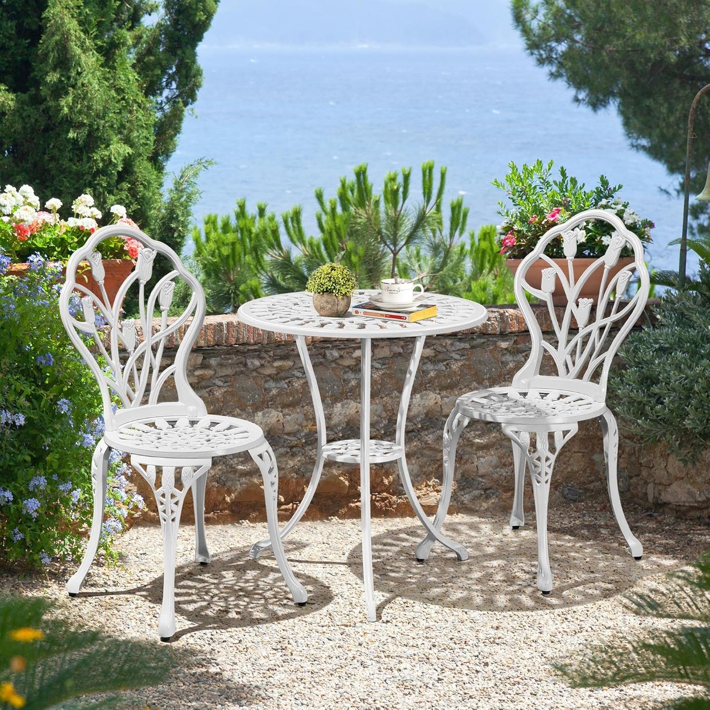Patio Bistro Sets 3 Piece Cast Aluminum Bistro Table