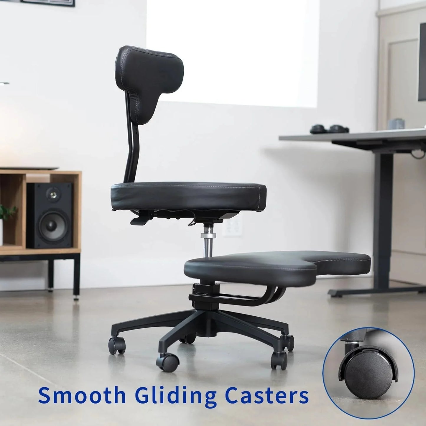 VIVO Cross-Legged Office Chair – Adjustable Height Floor Chair with Back Support for Yoga, Meditation, and ADHD (Black, CHAIR-CL02B-R)