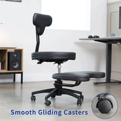 VIVO Cross-Legged Office Chair – Adjustable Height Floor Chair with Back Support for Yoga, Meditation, and ADHD (Black, CHAIR-CL02B-R)