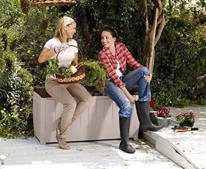 Novel Plastic Deck Storage Container Box Outdoor Patio Furniture 90 Gal, Brown
