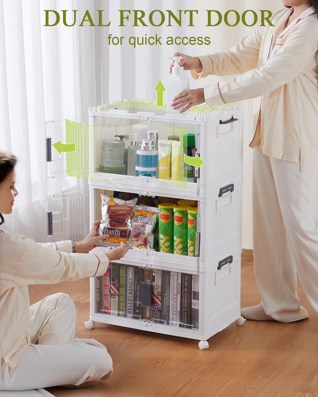 OLARHIKE 144QT Lockable Storage Bins - Collapsible Organizer Set