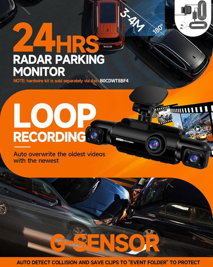 NEIDESO 360° Dash Cam FHD 4-Channel Car Camera with GPS
