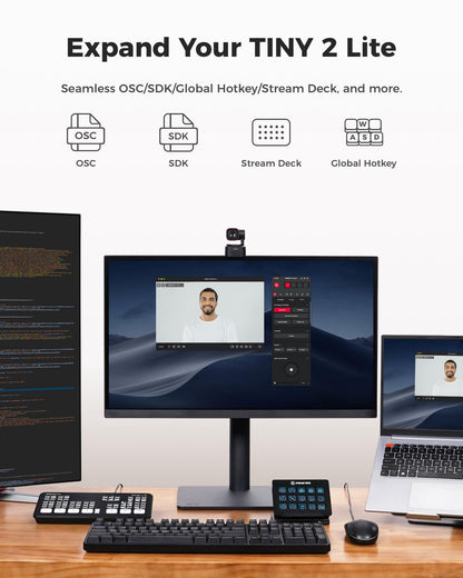 OBSBOT Tiny 2 Lite 4K Webcam - AI Tracking & Gesture Control