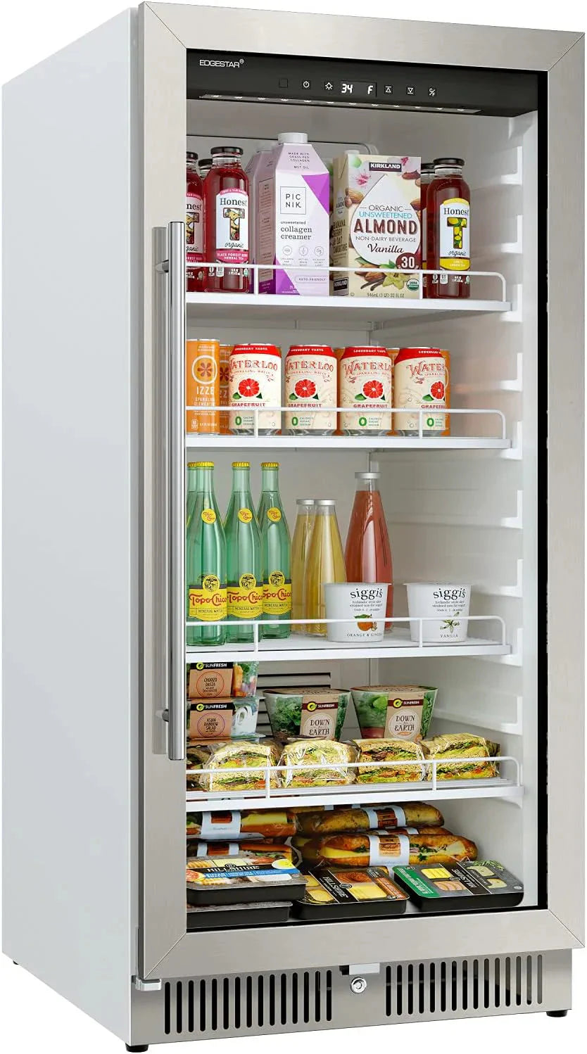 EdgeStar VBM101 22" Wide 10.1 Cu. Ft. Commercial Beverage Merchandiser – Stainless Steel, Temp Alarm, Reversible Door